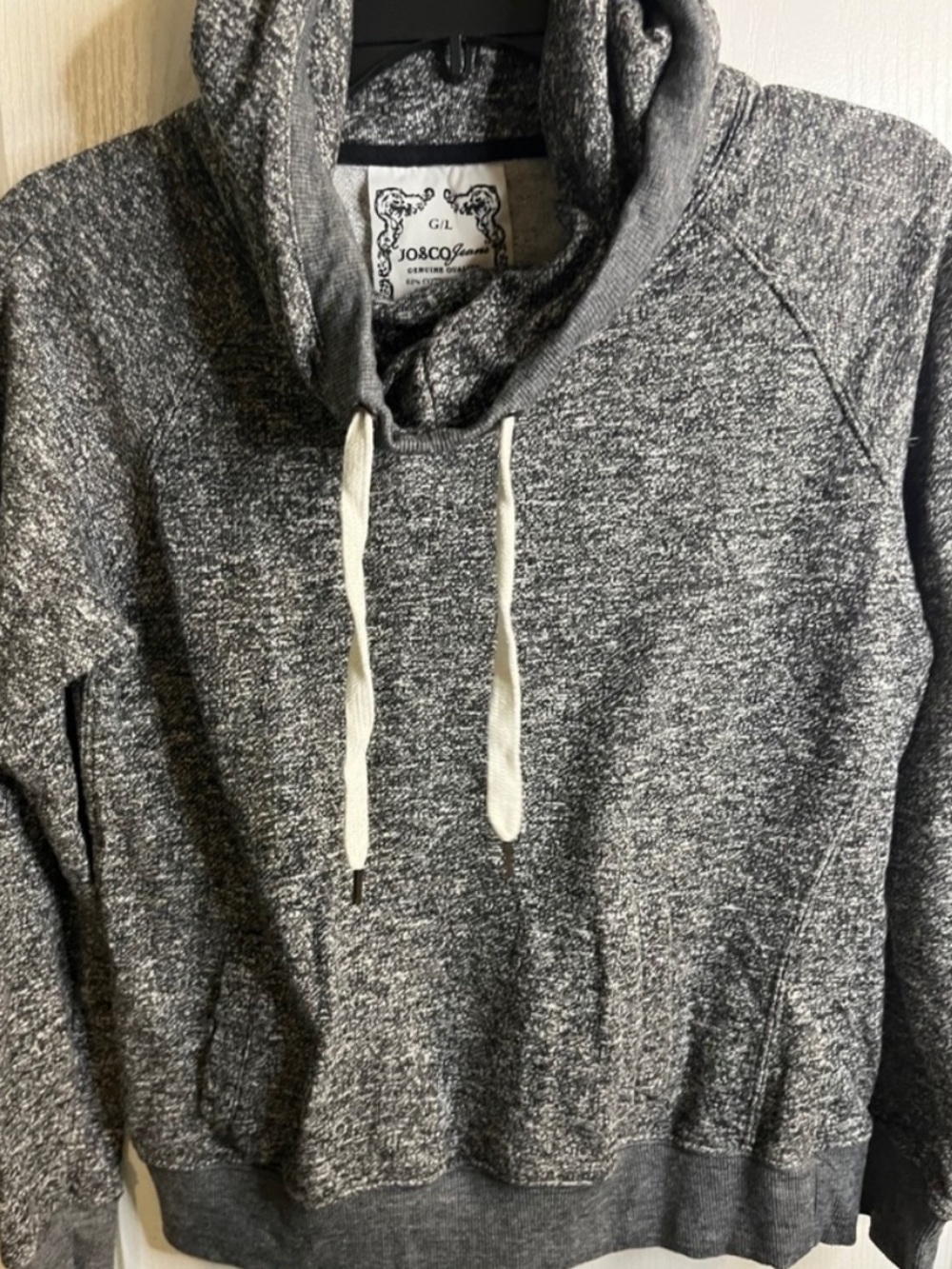Jo & Co Jeans Womens Gray Marled Cowl Neck Long Sleeve Pullover Sweatshirt